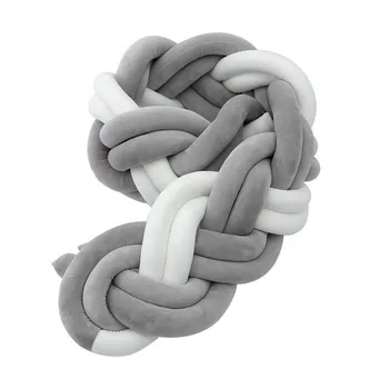 

1.5M Knotted Twist Rope Handmade Pillow Braid Knot Cushion for Infant Bebe Crib Protector Cot Rail