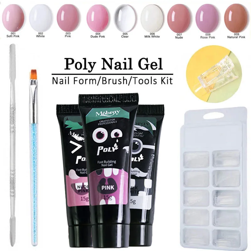 

15ml Poly Gel Nail Kit Builder Gel for Quick Nail Extension with Nail Tips Builder UV Gel Camouflage Nail Art Manicure Tool