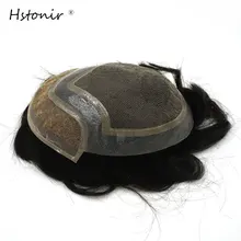 Hstonir Wig Male Toupee Men Natural Hair 100% Prosthetic Indian Remy Hair Wig Hair System For Men H040