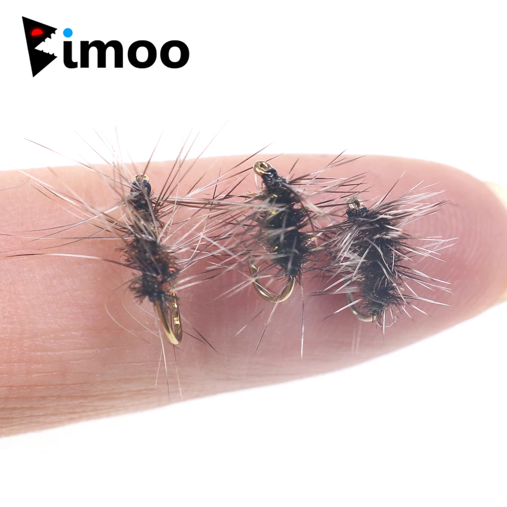 Bimoo 6 шт. Fly Griffith's Gnat речная сухая форель шестеренка Grayling Gray Палмер Размер 16 18