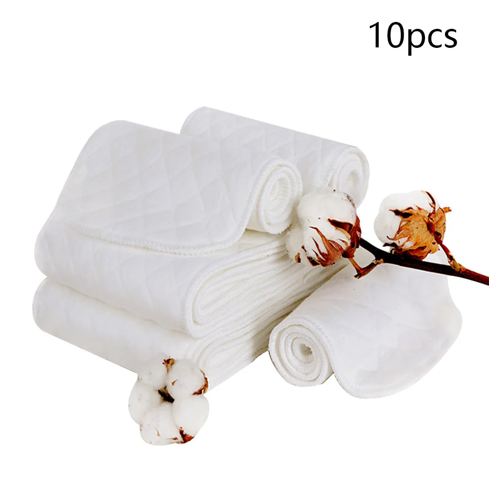 

10pcs 3-Ply Cover Baby Pocket Lightweight Reusable Eco-friendly Cloth Diapers Portable White Wrap Prefold Washable Nappies