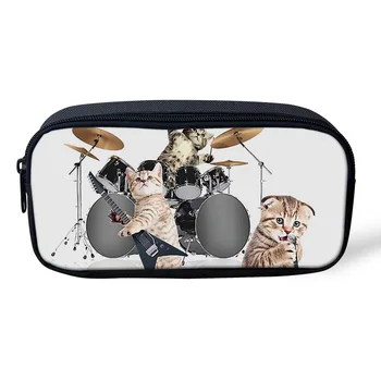 

Cat Drum Guitar Cute Cosmetic Bag Pencil Cases For Girls Pen Bag School Supplies Pouch Kawaii Pencil Box
