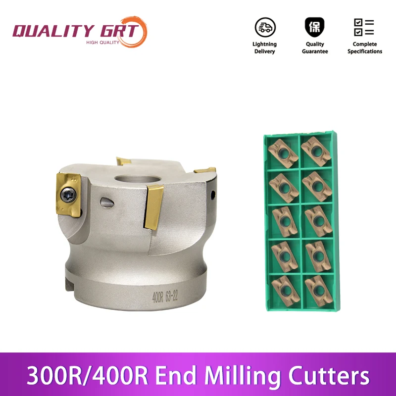 

Q.Grt BAP 300R 50-22-5T BAP 400R 40-22-3T BAP 400R 100-32-6T Right Angle Face Mill Cutter APMT1135/1604 Carbide Inserts