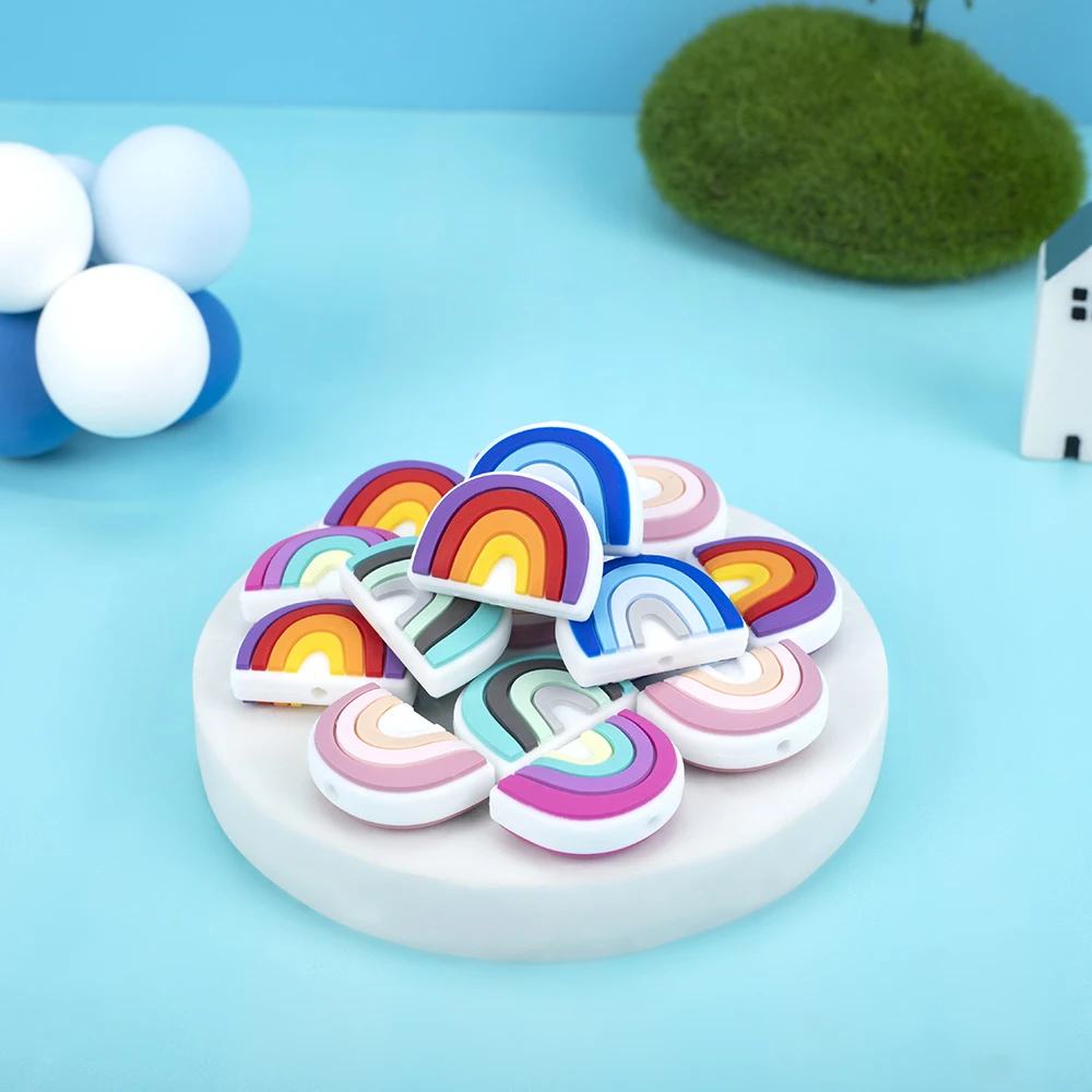 10 шт. радужные силиконовые бусины-прорезыватели для зубов | Мать и ребенок