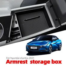 

Central Armrest Storage Box Organizer Center Console Non-slip Mat/ABS Containers Holder For Hyundai Elantra 2021