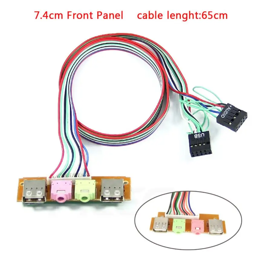 

XL305-308 PC Computer Case 7.4CM Front Panel USB Audio Port Mic Earphone Cable Connector JK16