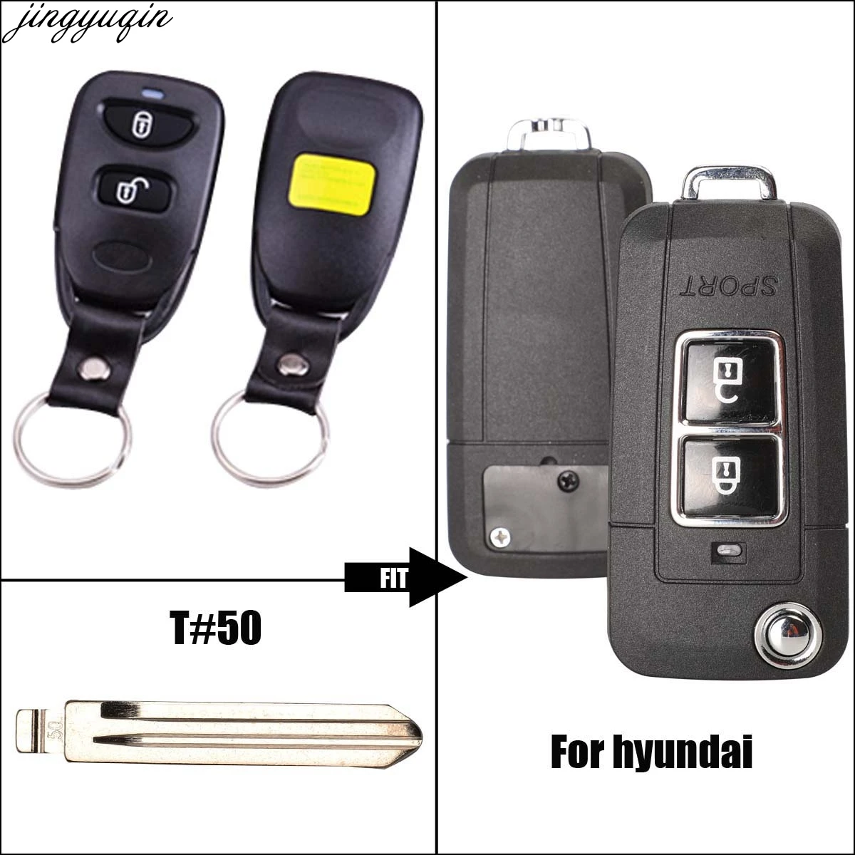 Jingyuqin 2/3 Button Remote Flip Key Shell For Hyundai Old Elantra 2003 Tucson Santa Fe NF Eagle Terracan No Battery Holder | Автомобили и
