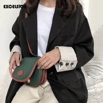 

EXCELSIOR New ins Saddle Bag Retro Crossbody Bag Korean Version Patchwork Shoulder Messenger Bag for Women 2020 bolsa feminina
