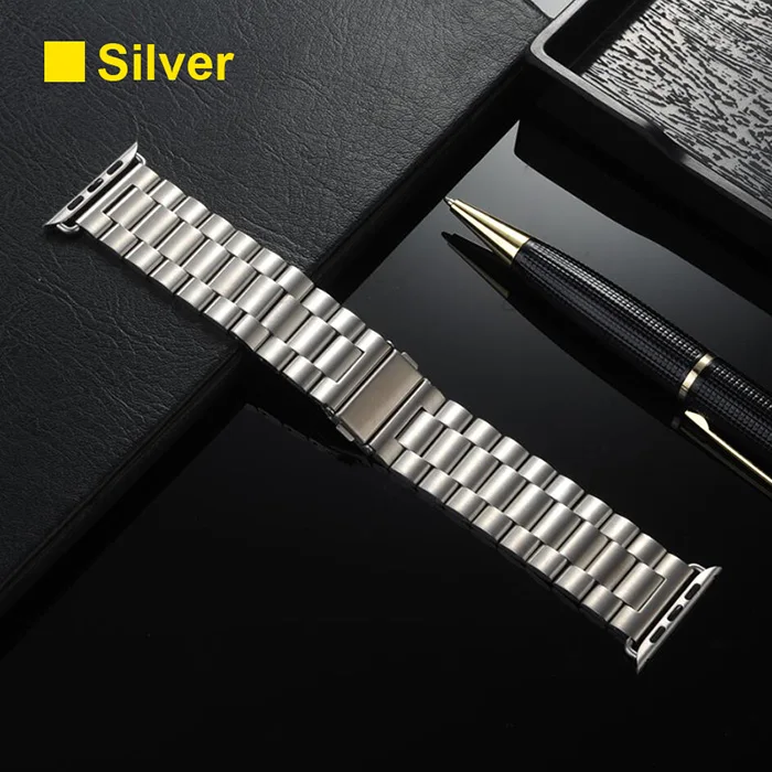 Silver UEBN классический металлический браслет из нержавеющей стали для Apple watch серии 4 3 2 1 ремешок для часов Ремешок для iWatch 40 мм 44 мм 42 мм 38 мм ремешок - Цвет ремешка: Silver