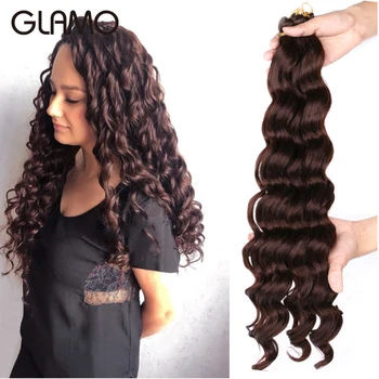 

GLAMO 20" Deep Wave Bulk Hair Crochet Braids Hair Extensions 80g/pcs Deep Wave Crochet Bulk Hair Bundles Crochet Braiding Hair