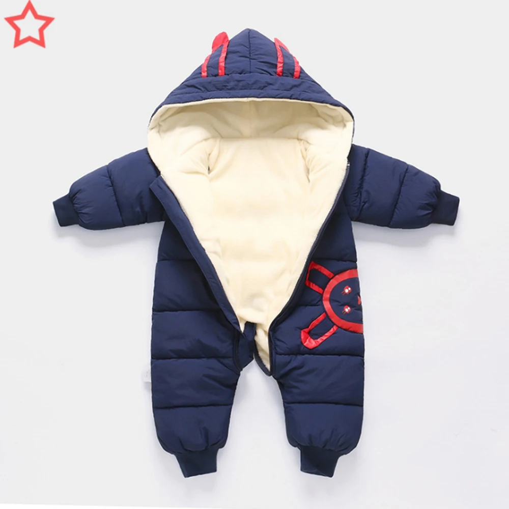 CYSINCOS/зимнее теплое хлопковое пальто для новорожденных; Толстый комбинезон с рисунком для маленьких мальчиков и девочек; Модный комбинезон с капюшоном для младенцев