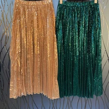 Ранняя осень, новое женское платье-Цветочная Талия, блестки, сверкающие украшения, длинная юбка-полубоди 921