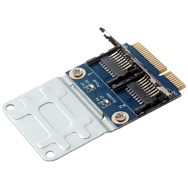 2 SSD HDD для ноутбука двойной Micro-SD SDHC SDXC TF к Mini PCIe считыватель карт памяти mpcie в 2 Mini-SDCARD Mini Pci-E адаптер