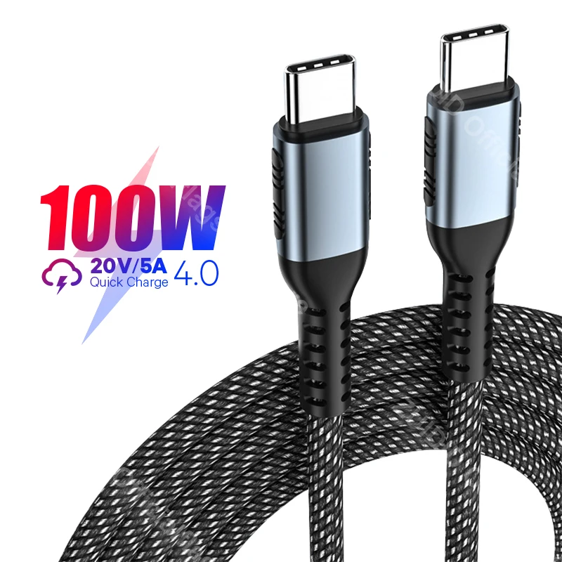 Кабель USB C-USB Type C для MacBook Pro быстрая зарядка 4 0 PD 100W 5A Samsung Xiaomi mi 10 зарядный кабель 1/2