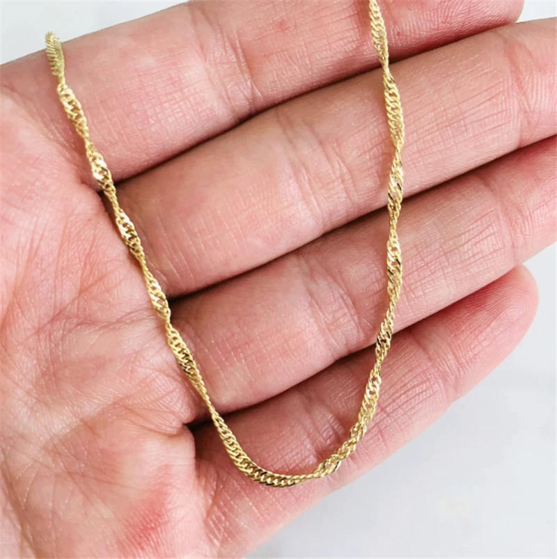100% 14K Gold Gefüllt Singapur Kette 1,8 MM Kette Halskette Gold schmuck Minimalistischen Gold Gefüllt Kette DIY Schmuck – Detail 12