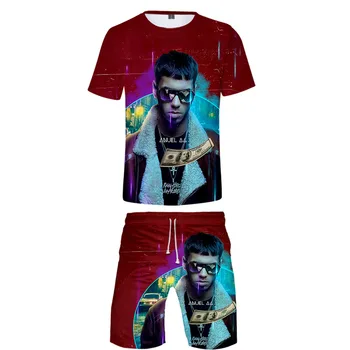 

2019 Anuel AA two piece set tshirt and shorts Harajuku men Anuel AA t shirt streetwear harajuku Short Sleeve plus size