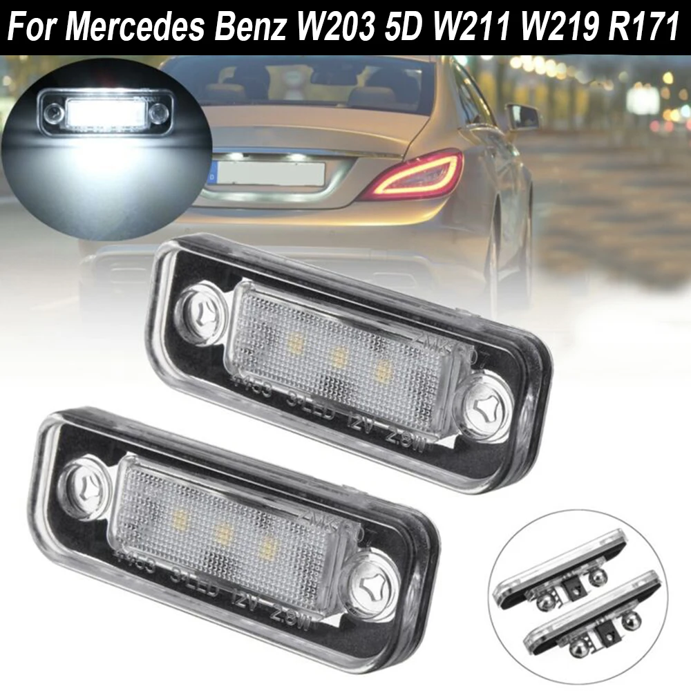 2pcs Car LED License Plate Light Lamp Canbus For Mercedes-Benz C/E Class CLS SLK W203 5D W211 W219 R171 Car Accessories