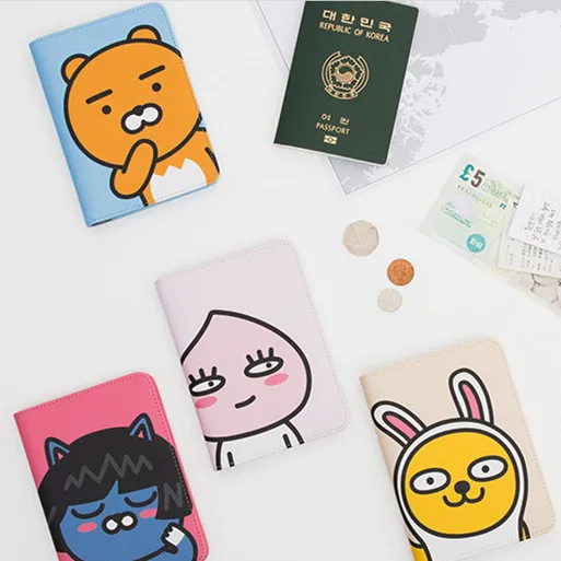 

South Korea Kakao Fri * Ends Short Passport Holder Cartoon Printed Passport Bag Document Package Ticket Holder