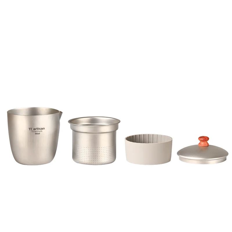 Tiartisan индивидуальный дизайн с противоскользящей ручкой чистый титановый чайник для дома офиса и улицы Сверхлегкий чайник