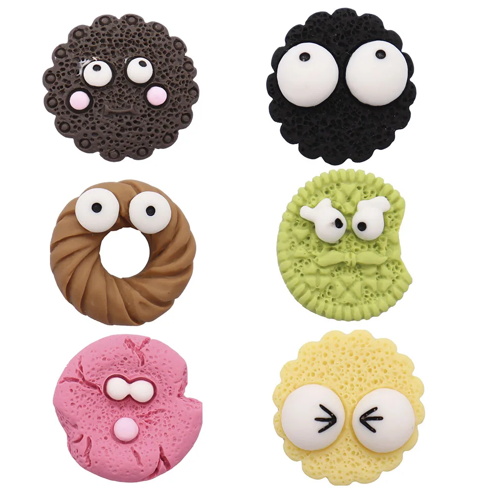 

Mix 50PCS Resin Cute Cartoon Fridge Magnetic Sticker Kawaii Colorful Various Cookies Biscuits Expression Refrigerator Magnet