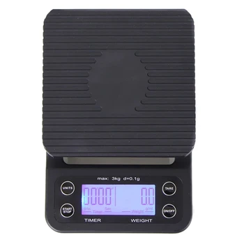 

Electronic Digital Coffee Drip Scale With Blue Backlight With Timer 6.6Lb / 3Kg Kitchen Scale 0.1G