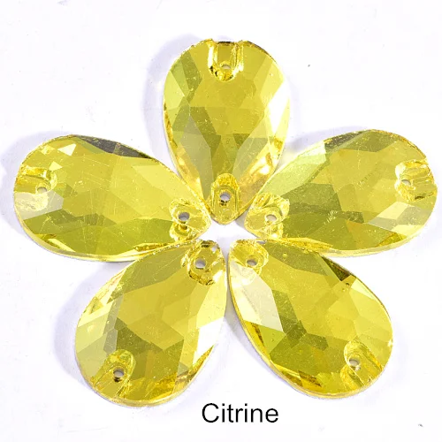 Citrine Каплевидные стразы, много цветов, пришивные стразы с плоской задней стороной, стеклянные хрустальные каплевидные стразы, свадебное платье F0155 - Цвет: Citrine
