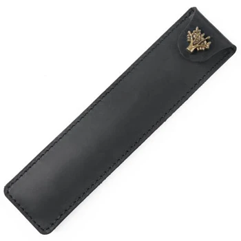 

HOT-Genuine Leather Pen Pouch Holder Single Pencil Bag Pen Case with Snap Button for Rollerball Fountain Ballpoint Pen