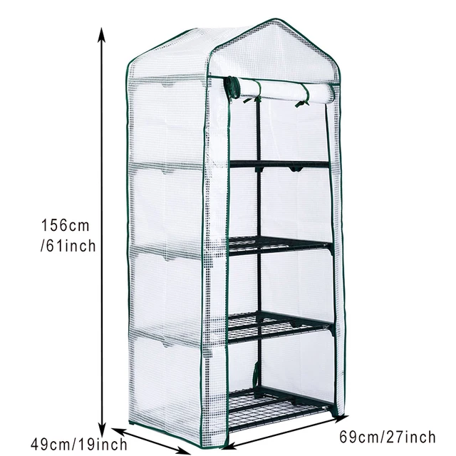 4-Tier Vinyl House Üvegházhatású Keret Növényi Polc A Palántákhoz Box Kerti Kiegészítők - Image 6