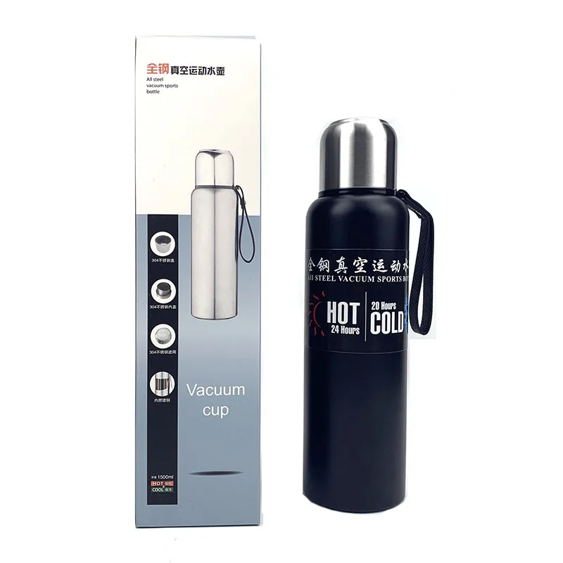 Goede 500 750 1000 1500ml Russische Thermos Draagbare Grote Capaciteit Geïsoleerde Beker Militaire Stijl Koffie Thee Vacuüm fles thermos