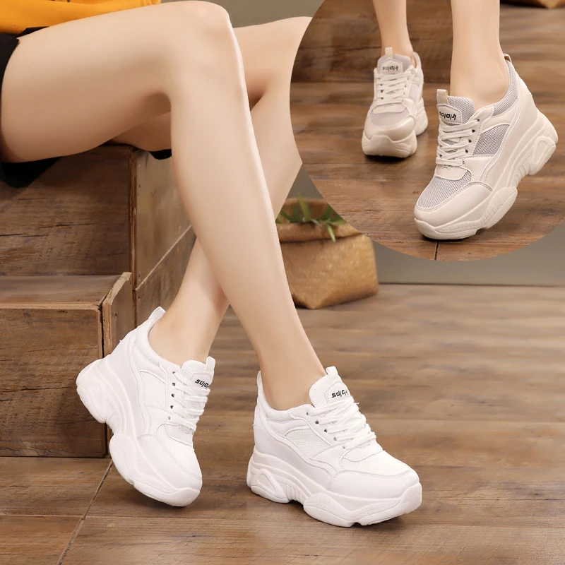 Женская обувь на платформе Парусиновая танкетке визуально увеличивающая рост