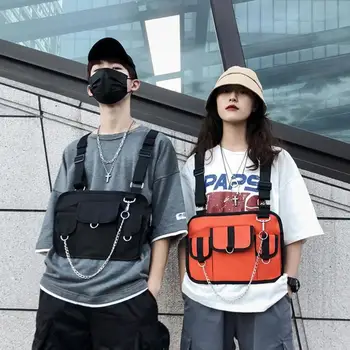 

Fashion Chest Bag Fanny Packs Women Men Hip Hop Waterproof Black Shoulder Bag Streetwear Bags Waist Pack