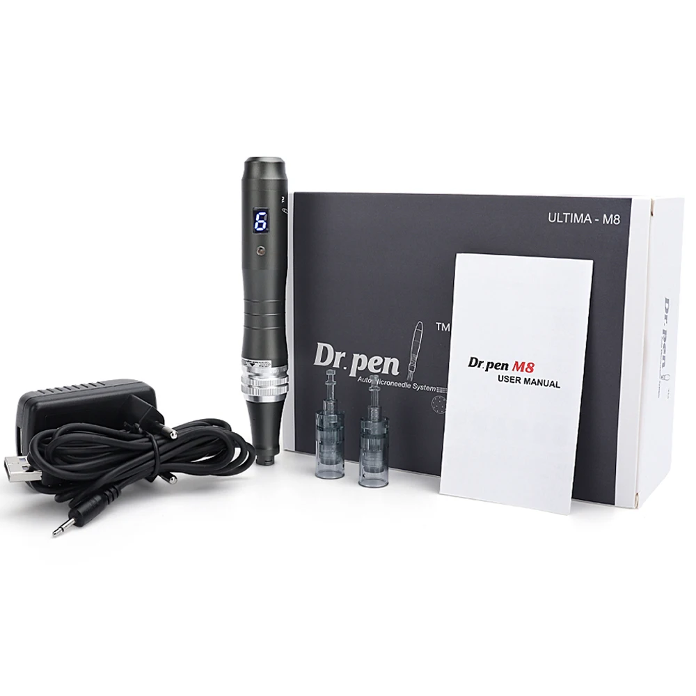 Electric M8 Wireless Derma pen Skin Whitening Wrinkle remove Microneedling pen bbglow dr pen with 2pcs Cartridge Needle Tips New