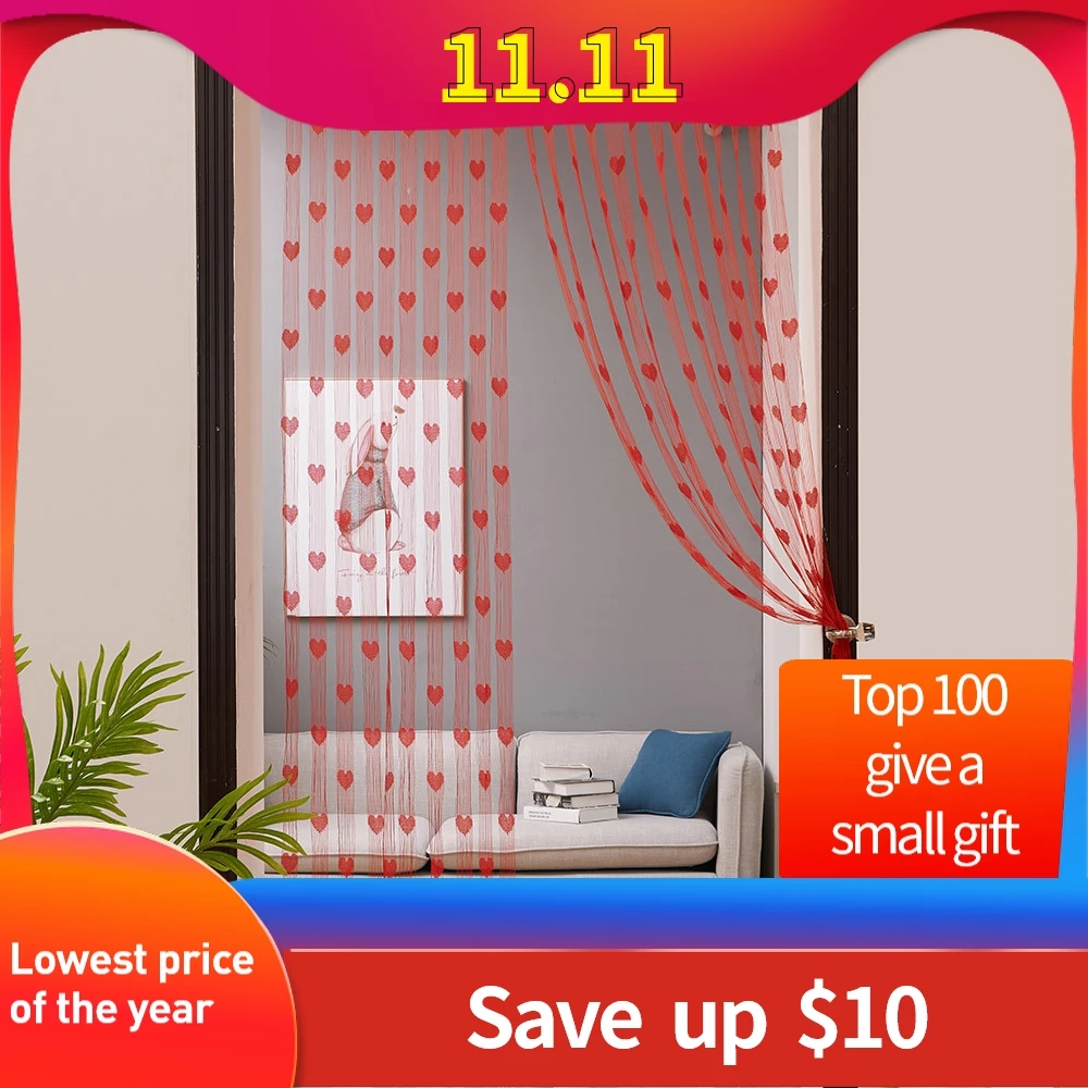 50x200 см Love Heart струнная занавеска для окна или двери разделитель отвесная занавеска подзор специальный дизайн cortinas para la sala# A
