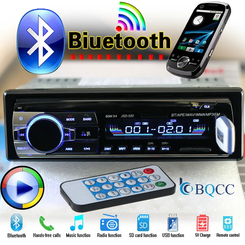 1 Din автомобильный Estereo Para ro радио Bluetooth Jsd 520 ото Teypleri Aux In Usb тв тюнер 12 V-24 V