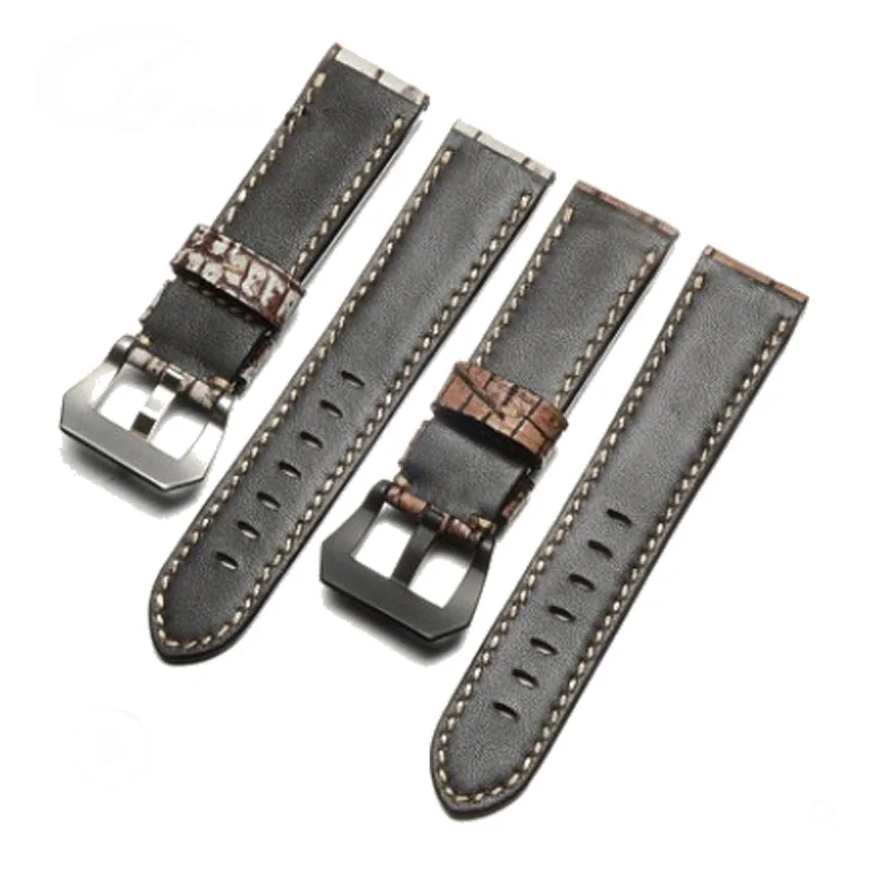 DOM Crocodile Genuine Leather Strap Watch Band for Men Watchband 22 24 26mm Watch Strap Alligator Leather Watch Belt Blue