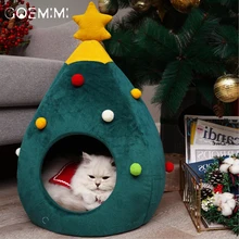 Домик для питомцев кошек, собак, питомник, щенок, пещера, спальная кровать, Рождественская елка, зимняя теплая кровать для кошек, собак, cama para cachorro