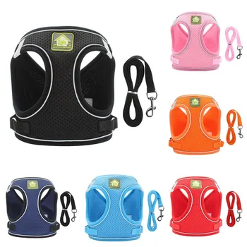 

Adjustable Cat Dog Mesh Harness Vest Walking Leash For Puppy Dogs Collar Reflective Vest Harness For Small Medium Dog Cat Pet #
