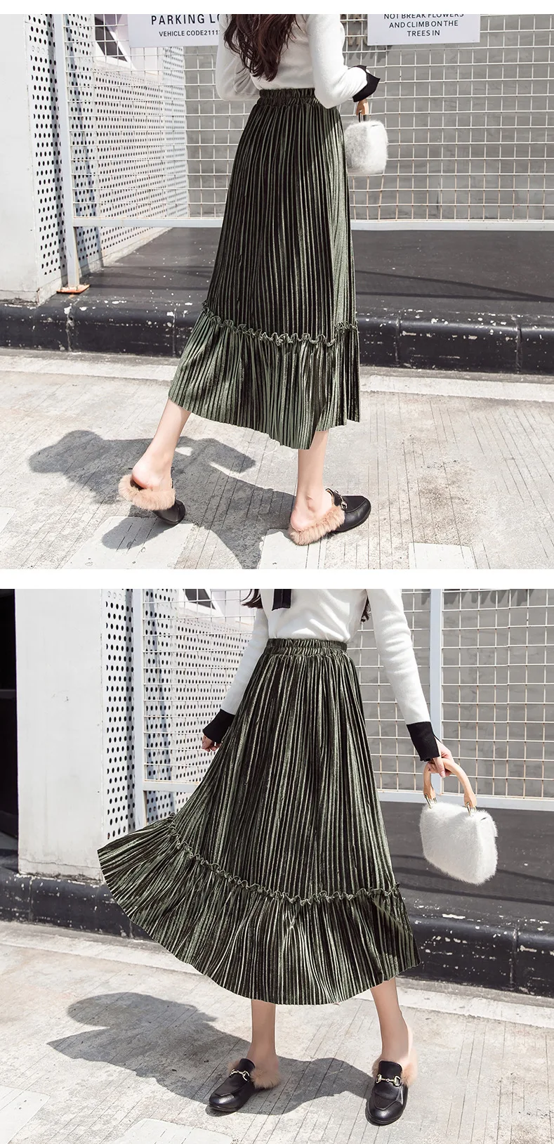 Heydress осень зима корейский стиль Длинная бархатная женская юбка женская плиссированная Повседневная Эластичная Высокая талия женские юбки