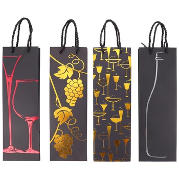 

16pcs Thicken Paper Red Wine Handbag Paper Wine Packing Bag Durable Reusable Storage Bag for Halloween