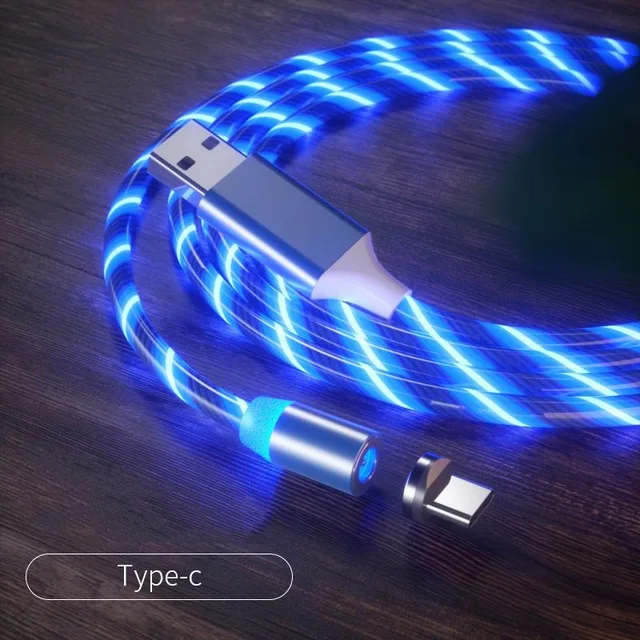 Магнитный usb-кабель для быстрой зарядки 360 градусов Магнитная линия передачи данных, автомобильный интерьерный атмосферный светильник, автомобильные аксессуары Автомобильная линия передачи данных - Название цвета: blue