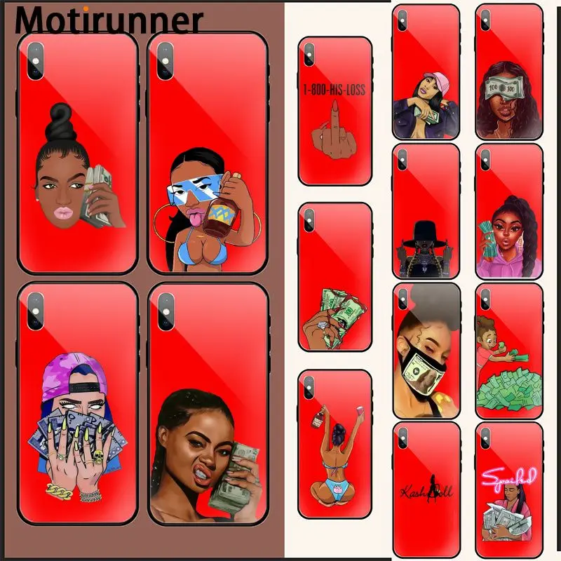 Motirunner смешная черная голова девушка деньги не женщины конфеты красный чехол для