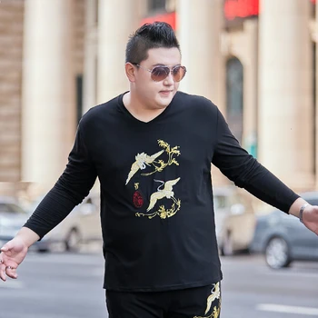 

2019 plus size 8XL 7XL 6XL 5XL T-Shirt Men Spring Autumn New Long Sleeve T Shirt Men Brand Soft Pure Cotton Slim Fit Tee Shirts