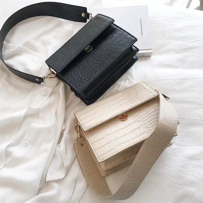 black crossbody bag with thick strap