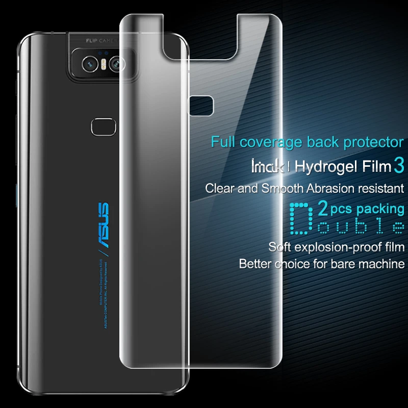 Imak 2 шт. Прозрачная мягкая Гидрогелевая пленка для Asus Zenfone 6 ZS630KL 3D полная защита