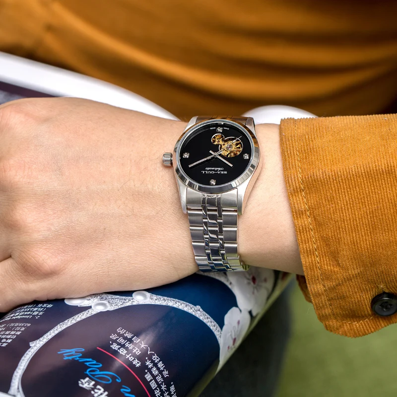 Часы с Чайкой Мужские автоматические механические часы со стальным ремешком водонепроницаемые Модные мужские часы с бриллиантами M149SK edge серия coupl