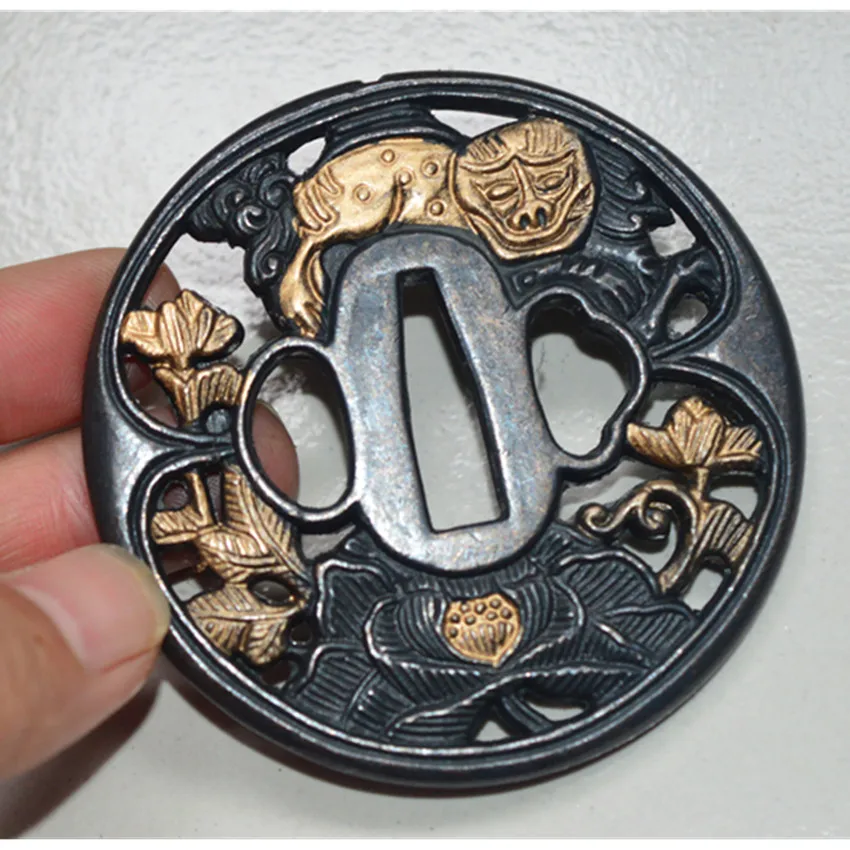 Красивый Сплав Tsuba для японского самурайский меч катана Wakizashi сплав льва