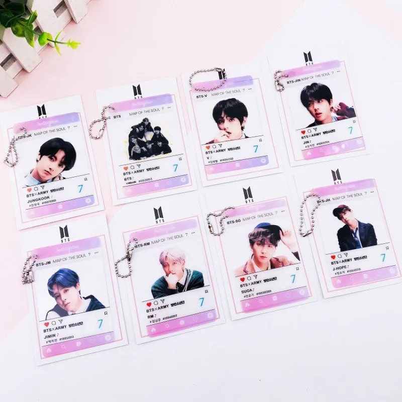 

Kpop Bangtan Kids Toys keychain pendant card hanging chain transparent card pendant official same new small card surrounding
