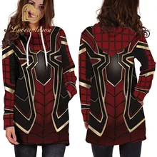 Superhero The Avengers Spiderman Iron Man Hoodies Autumn Women Sweatshirt Dress Slim Long sleeve Turtleneck Drawstring Pullovers