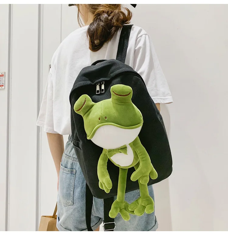 Корейская версия новой грустная лягушка Сумка через плечо для девочек милое студенческое сумка плюшевый рюкзак плюшевые грустная лягушка имеют два Цвета доступны