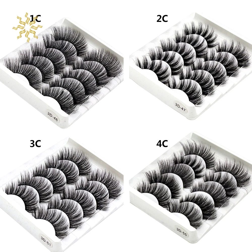 

5 Pairs 3D Mink Hair False Eyelashes Natural Thick Long Eyelashes Wispy Makeup Beauty Extension Tools Fake Eye Lashes